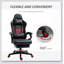 Fauteuil de jeu en cuir polyuréthane de bureau de course à dossier haut avec repose-pieds pivotant et support lombaire, hauteur réglable, noir