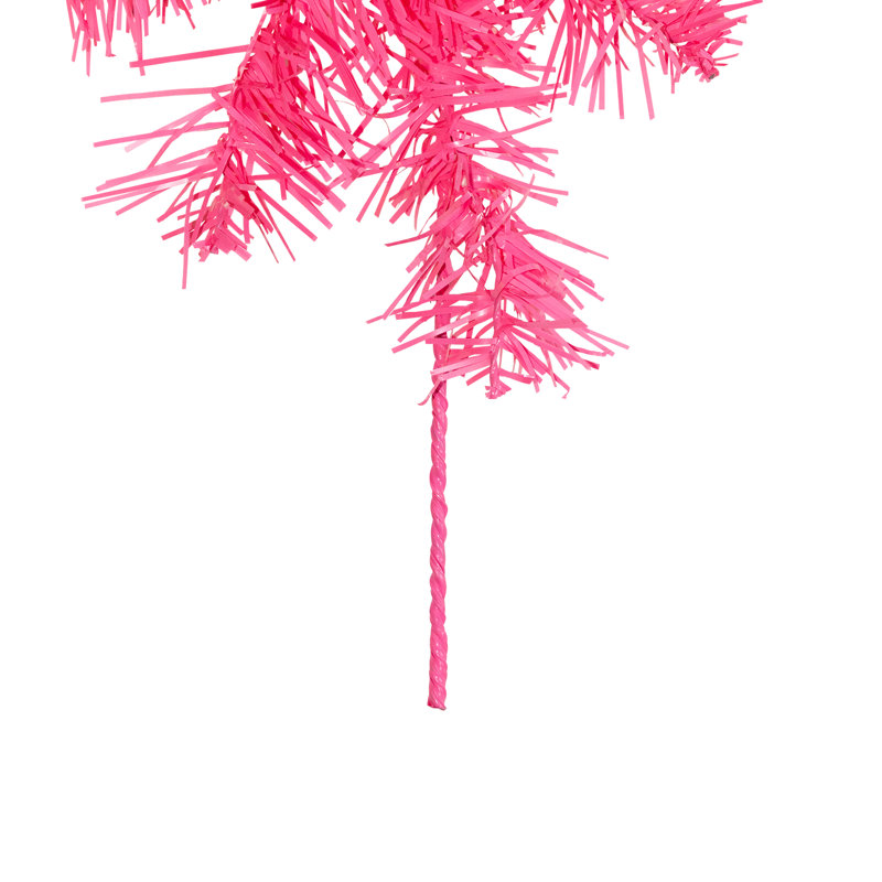 Pre-Lit Artificial Tinsel Christmas Garland - 9' X 8" - Clear Lights, Pink