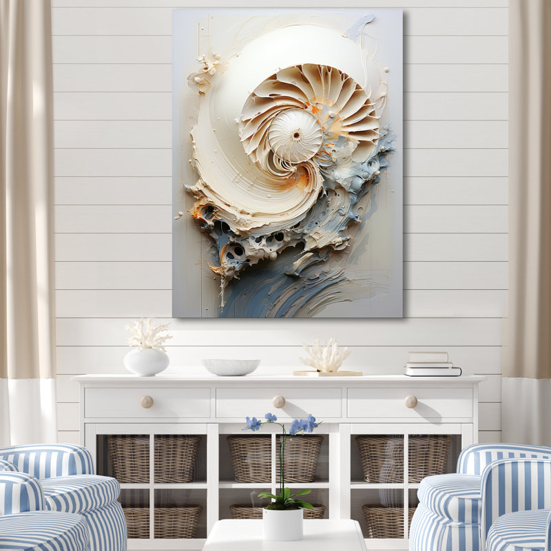 Art abstrait sur toile, "Nautilus", Toile tendue, H 32 po x l 16 po x P 1 po