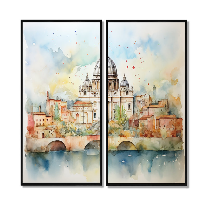 Art mural sur toile, "Rome antique Serenity III", 20" H x 24" W, Impression encadrée flottante, Black