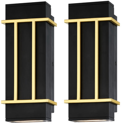 Zennor Elna Gold/Matte Black 30.5cm H Integrated LED Outdoor Wall Lantern