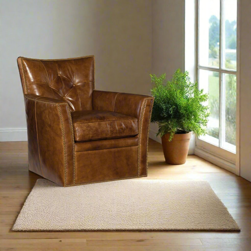 Calloway 31" Side Chair, Brown Genuine Leather