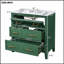 Ensemble de meuble-lavabo autoportant 30 po avec 3 tiroirs, structure en bois massif, vert 30 po avec lavabo en céramique-931928664