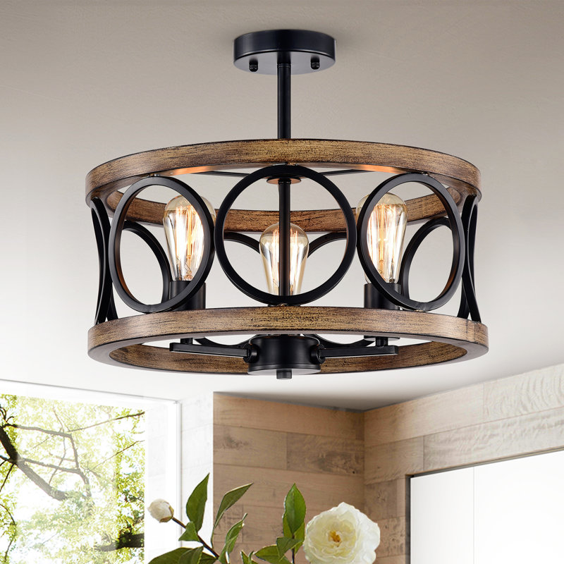 Plafonnier semi-encastré 3 lumières 17,72 po Lali