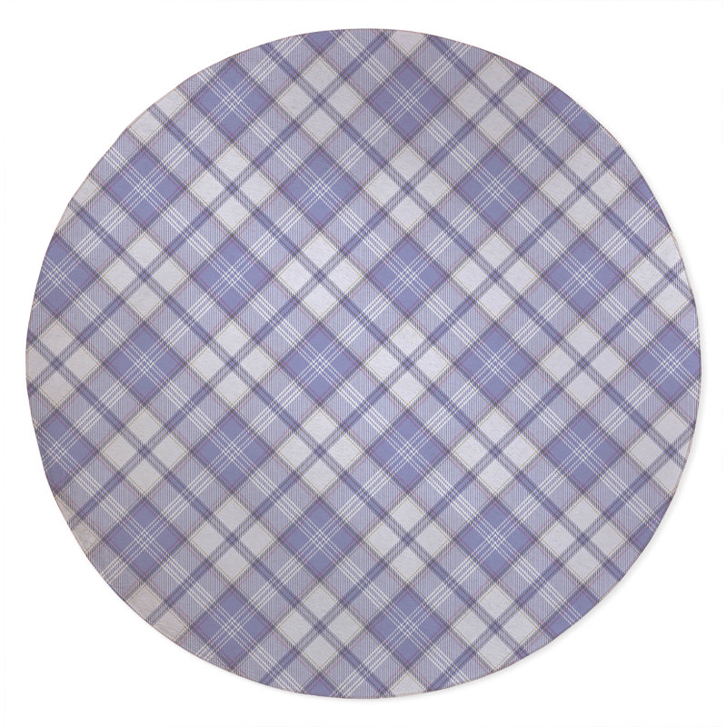 Diamond Plaid Non-Slip Outdoor Rug, Round 5'