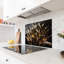 Dosseret en verre trempé Golden Bloom - Décoration murale de cuisine-490056700