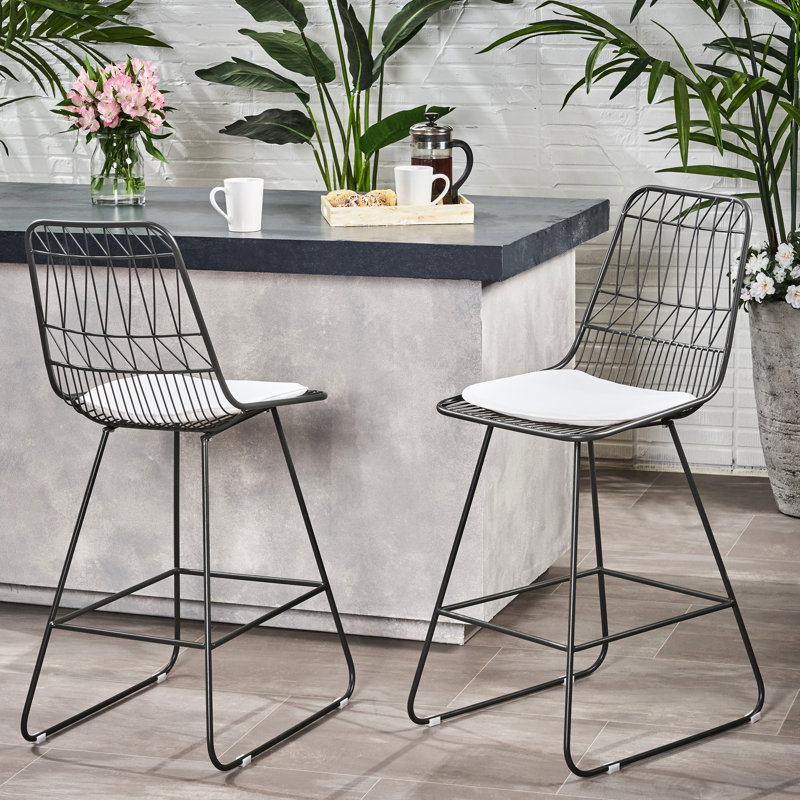 2 tabourets de comptoir en fer avec coussins Splash