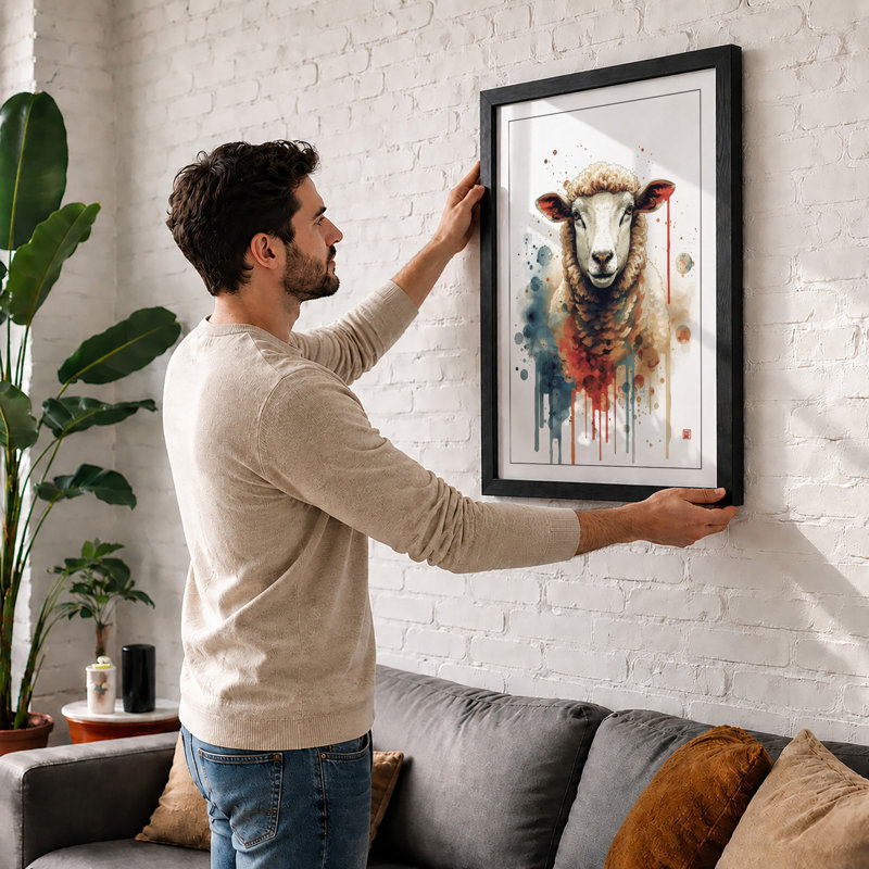 Sheep In Abstraction Eclectic - Print, Walnut, A4 - 29.7 x 21.0 cm