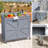 38.7''H 2 Piece Outdoor Kitchen Island Modular Solid Wood Set Bar Cart With Stainless Steel Top-1321720110