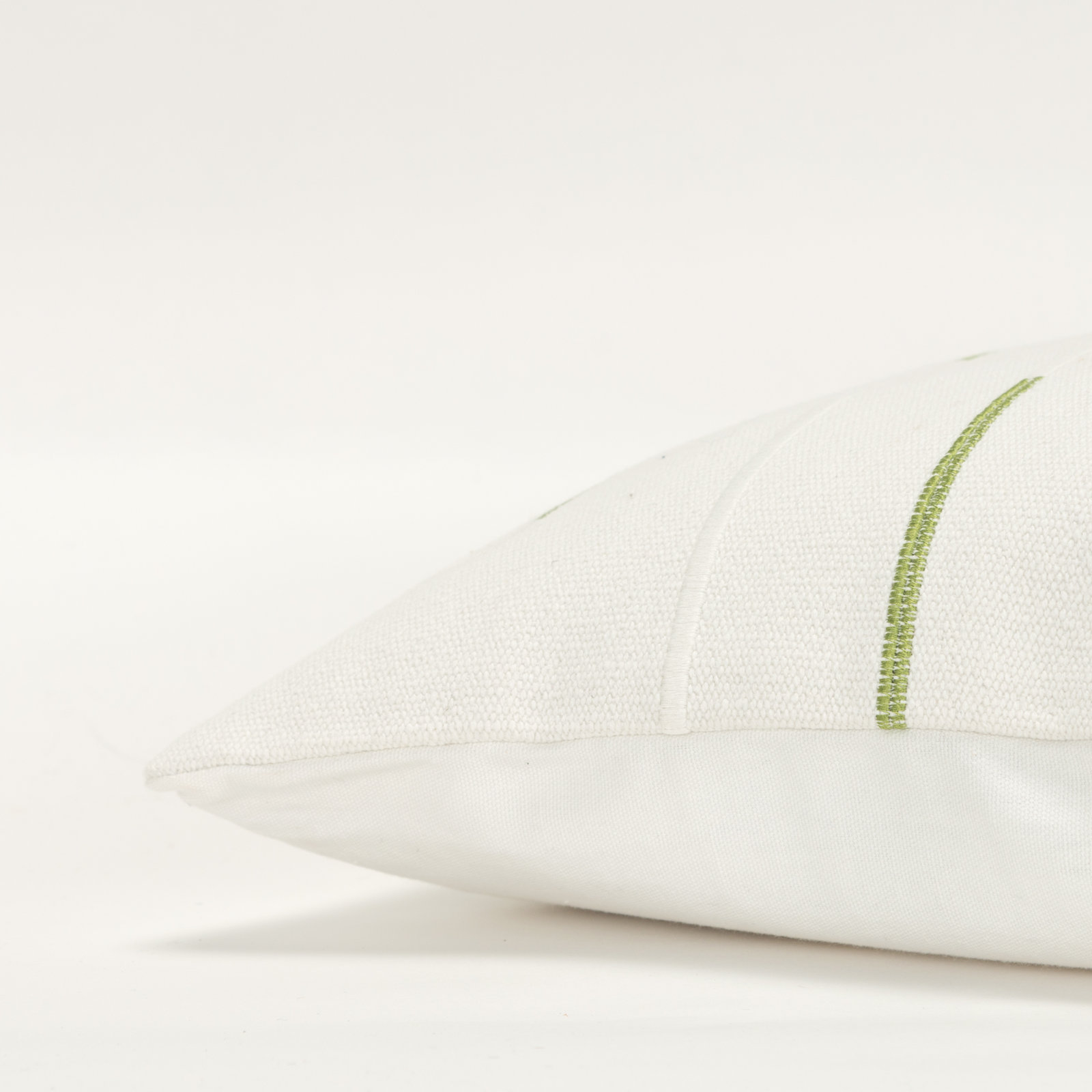 Odile Geometric Cotton Lumbar Throw Pillow, Ivory/Green