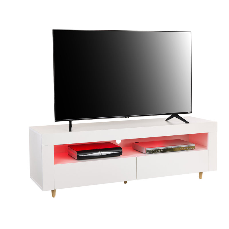 Woolhorpe White TV Stand Cabinet with Lights for TVs up to 65", 140cm