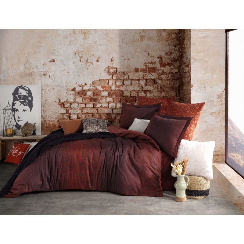 Luxury Satin Quilt Cover Set, Claret Red, Full Size (53.1 x 78.7) | 100% Cotton Satin, 210 Thread Count | Includes 1 Pillowcase (31.5 x 31.5), Machine Washable at 104°F, Elegant Design with Button Closure