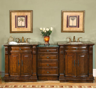 Argyrios 84.5'' Double Bathroom Vanity with Granite Top