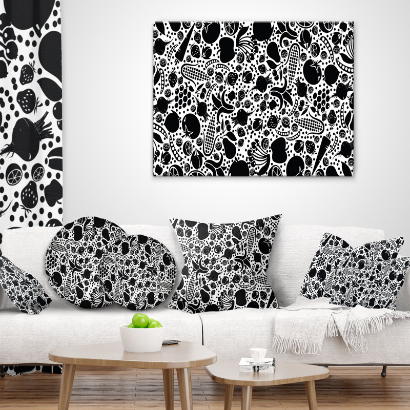 Motif de fruits et légumes - Coussin décoratif à imprimé floral