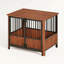 Cage pour chien en bois de noyer cannelé pour petits et moyens chiens-300745244