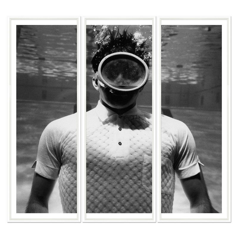 Man Underwater Giclee Print by Leonard Nones, White Framed Paper, 37.25" H x 39.75" W x 1.75" D