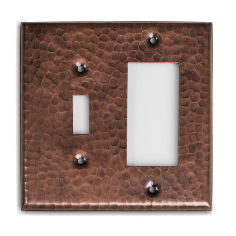 Hand Hammered 2-Gang Toggle/Rocker Combination Standard Wall Plate, Copper