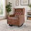 Chaise berçante, fauteuil à bascule avec dossier à oreilles, fauteuil avec cadre en bois massif et accoudoirs