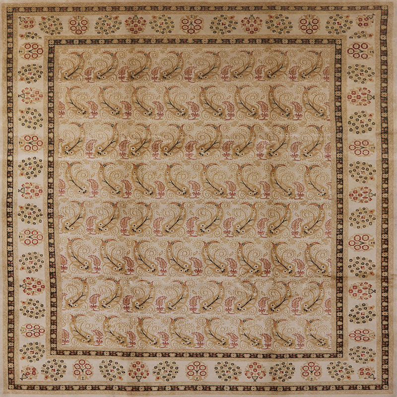 Tapis oriental rose / beige, Carré 5 pi