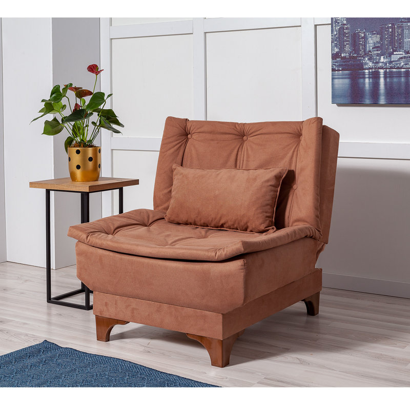Fauteuil convertible capitonné l 29,53 po Crosland, Tricot brun