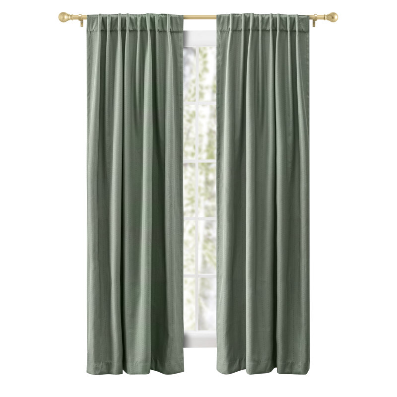 Cedarpoint Elegant Striped Design Rod Pocket Room Darkening Curtain Panel, 54" W x 63" L, Green