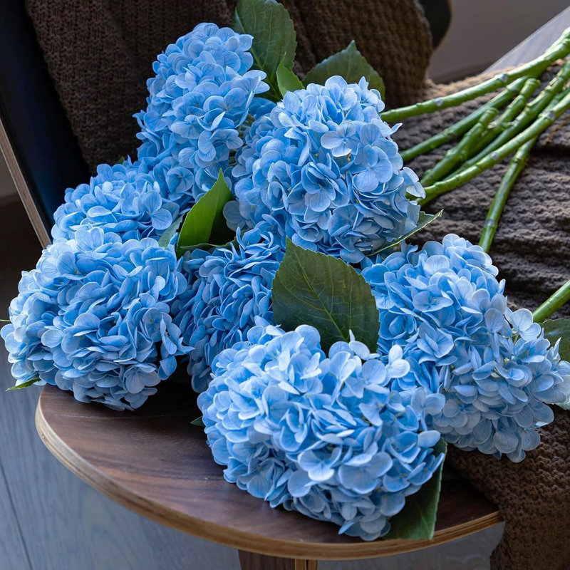 Artificial Hydrangea Flowers for Home Decor – 3pcs 20" UV-Resistant Fake Flowers with Realistic Leaves, 8.6-inch Blooms, Wedding & Party Centerpieces