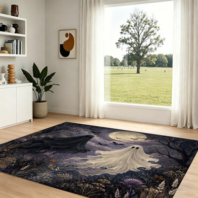 Tapis fantôme d'Halloween, décor rétro Spooky, tapis d'intérieur pour salon, chambre à coucher, entrée, bureau à domicile et salle à manger