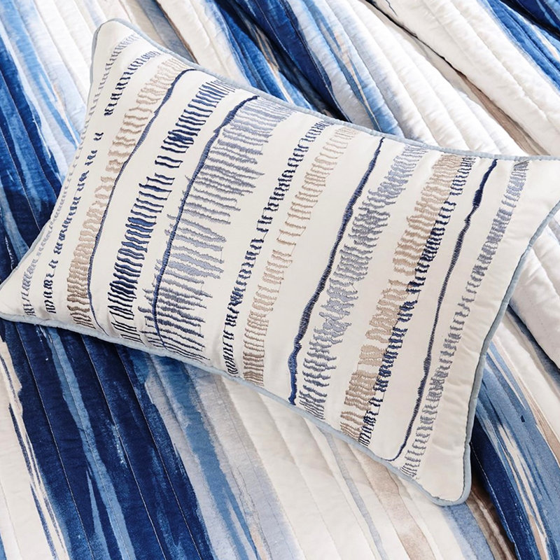 6 pièces de courtepointe pour très grand / très grand - bleu avec motif d'aquarelle, King Quilt + 5 Additional Pieces, Marine