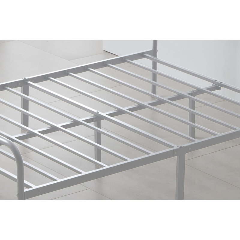 Lit plateforme en métal Gurtha, Double, Blanc