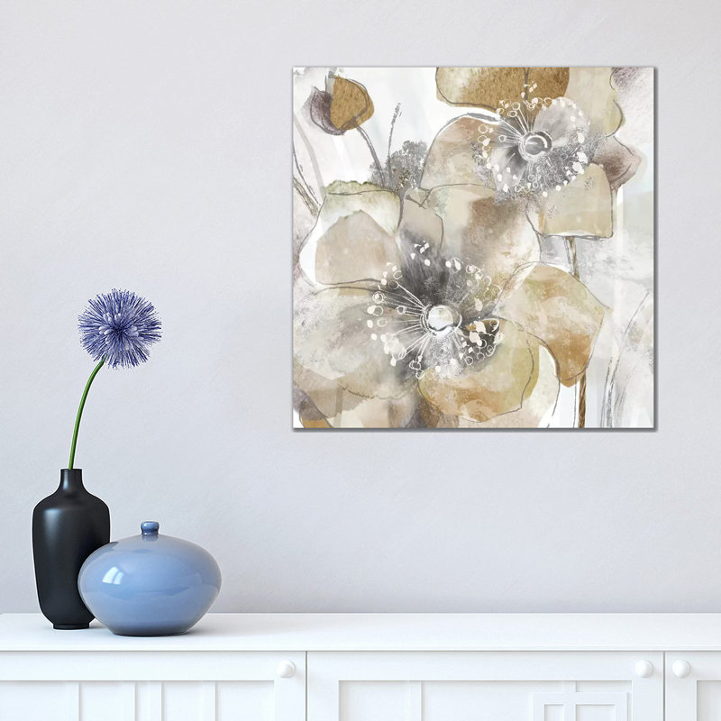 Taupe Spring Poppy Ii by Maria Donovan - Wrapped Canvas Painting, 93.98 cm H x 93.98 cm W x 1.91 cm D, No Frame