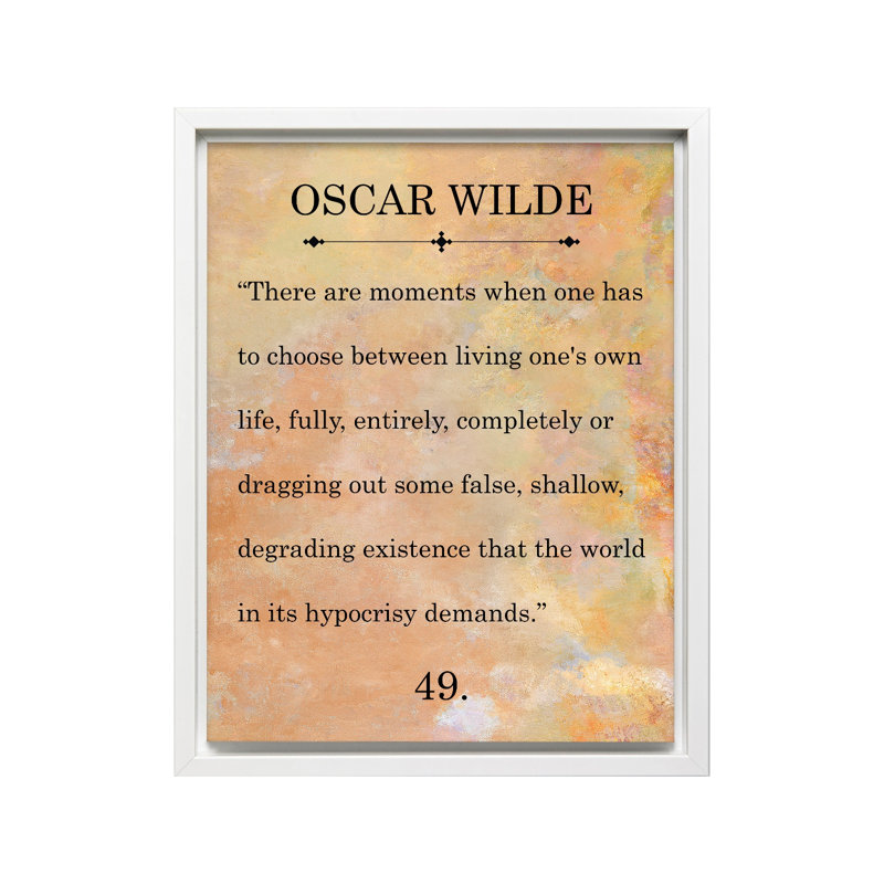 Oscar Wilde Quote, Canvas, 24"H x 32"W, White Framed