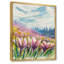 «Crocuses Meadow In Abstract Mountains», art mural traditionnel sur toile-373398435-373398440