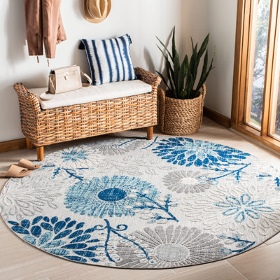 Kellems Indoor/Outdoor Grey/Royal Blue Rug