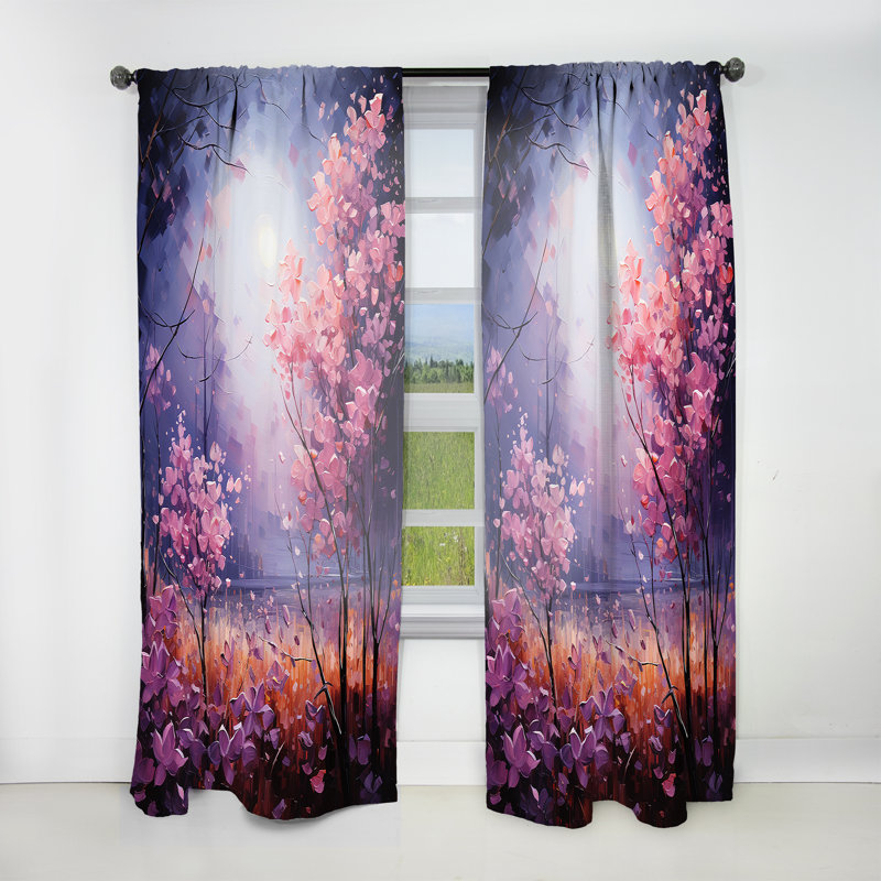 Gurkamal - Rideau lilas - Rideau floral obscurcissant - 1 panneau, L 52 po x L 84 po