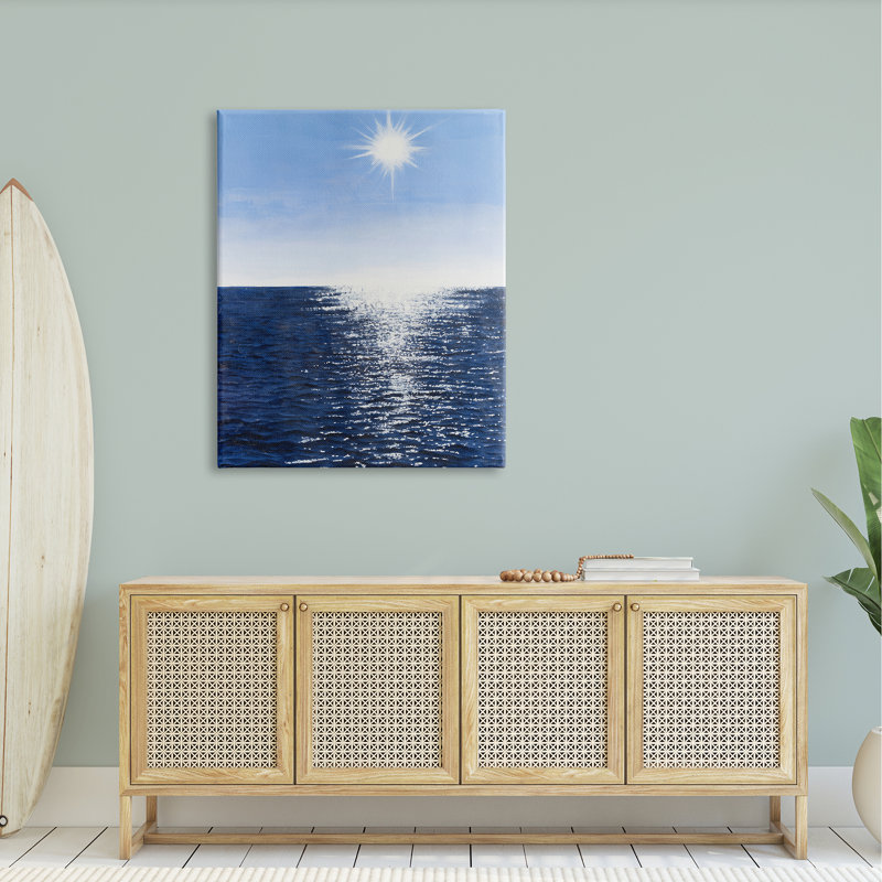 «Summer Sunlight Ocean Reflection Floater» par Michael Willett, H 48 po x l 36 po x P 1,5 po, Toile tendue