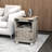 HOMCOM Small Side Table With Storage, Farmhouse End Table With Open Shelf And Cupboard, Modern Sofa Table With Wood Legs For Living Room, Gray