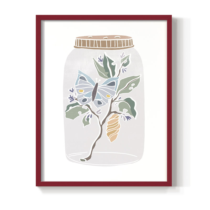 Reproduction encadrée Nature Jar II - bois massif, Rouge, H 10 po x l 8 po