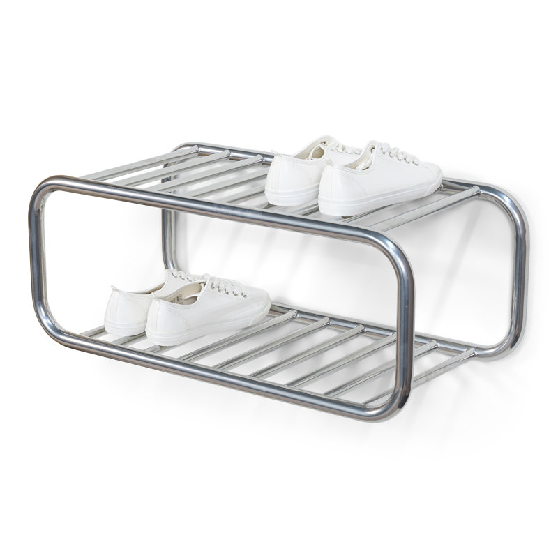 Retro 4 Pair Shoe Rack, Silver