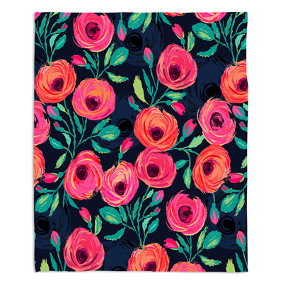 Couverture sherpa doux jardin rose