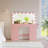 Makeup Vanity With Lighted Mirror And Glass Top, Vanity Table With 15 Drawers And Lighted Drawer For Bedroom-578782379