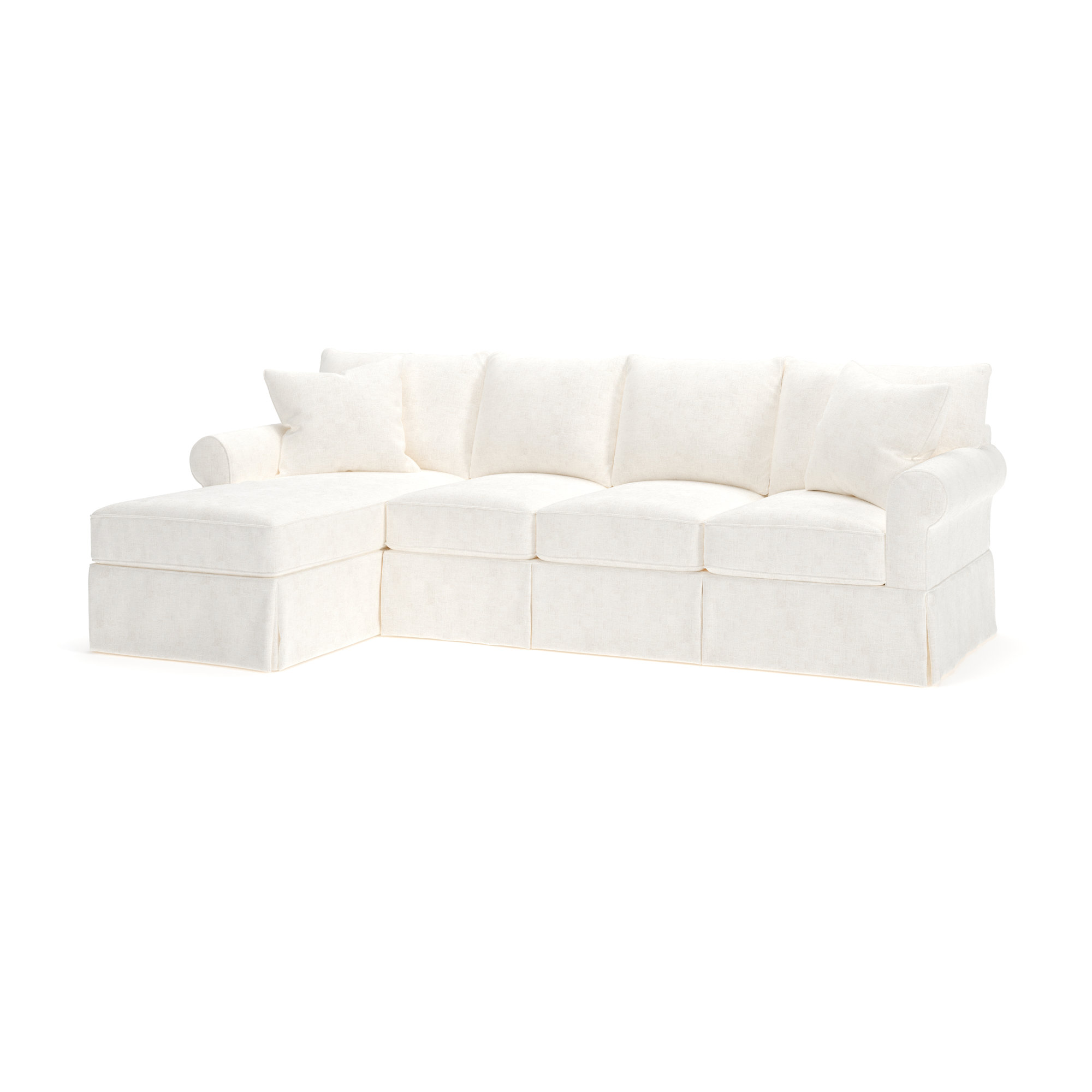 Amari Slipcovered Sectional with Sleeper Sofa, Bevin Natural Linen Blend, Left Hand Facing