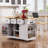 53Inch Large Kitchen Island With 2 Bar Stools, Power Outlet,Door Internal Storage Rack, Kitchen Storage Cart On 5 Wheels With Drop Leaf, 5 Open Side Racks, 3 Drawers, For Kitchen,Dining Room,White-1699092025