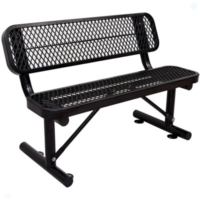 Outdoor Steel Bench With Backrest by Arlmont & Co.