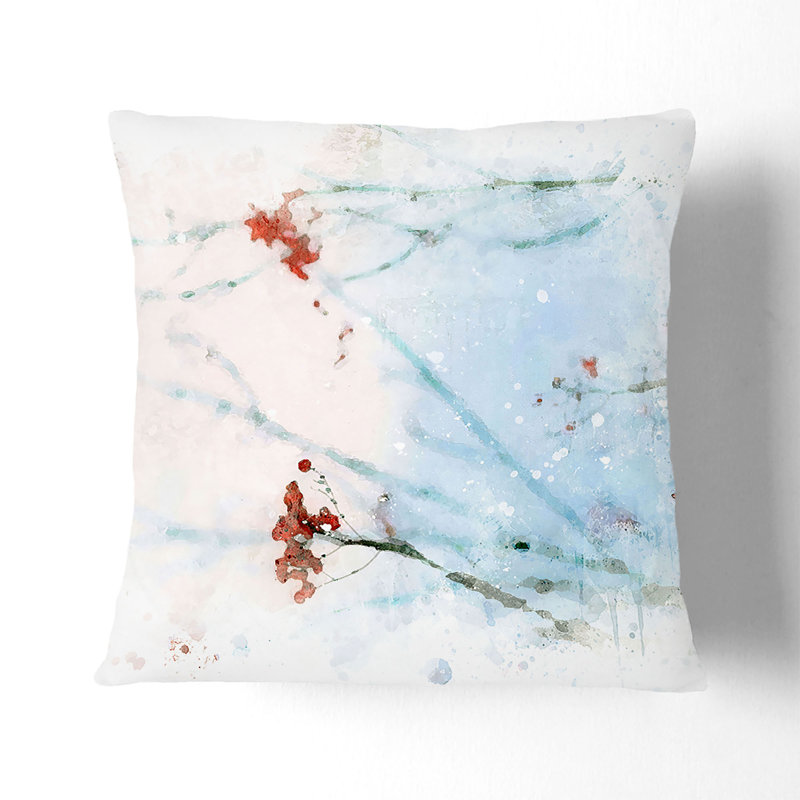 Floral Square Cushion, 40cm H x 40cm W x 15cm D, White
