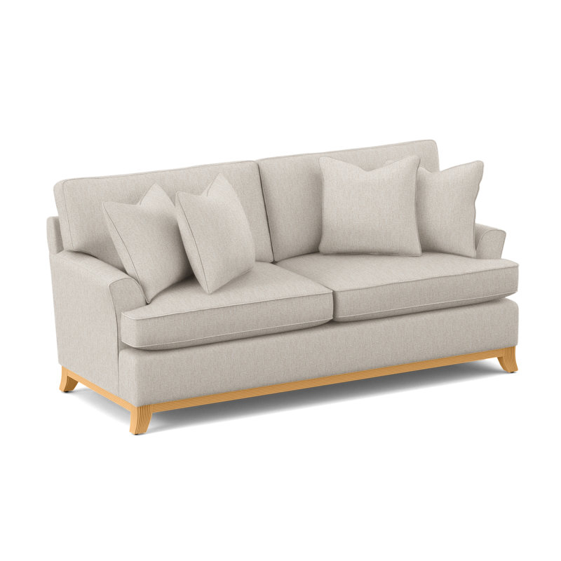 Oaks Way 84" Flared Arm Sofa with Reversible Cushions, Air Dream Mattress, Basic Grey; 0317-83, Frost White Finish