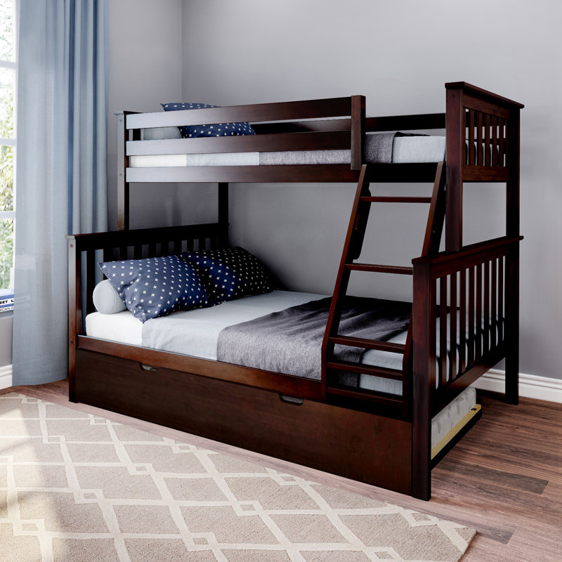 Bolles Kids Bunk Bed with Trundle, Twin over Full, Espresso