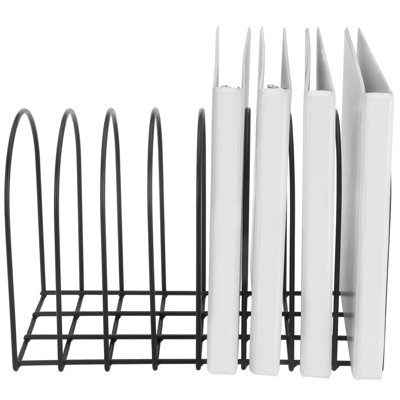 Black Metal Wire File Desk Organizer Binder Holder with 8 Wide Slots