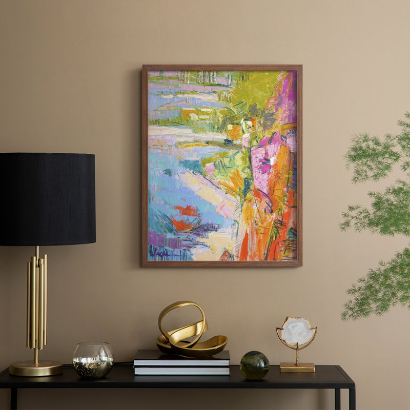 Escapade I Framed Print - Solid Wood, 30" H x 24" W, Walnut