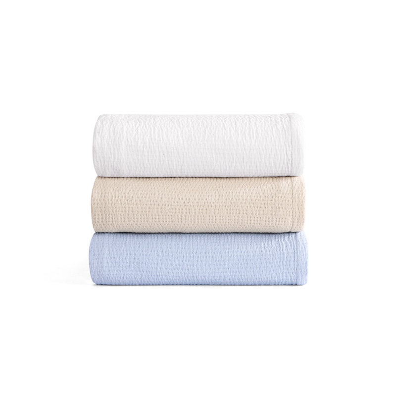 Couverture en coton Tommy Hilfiger, Bleu, Lit simple