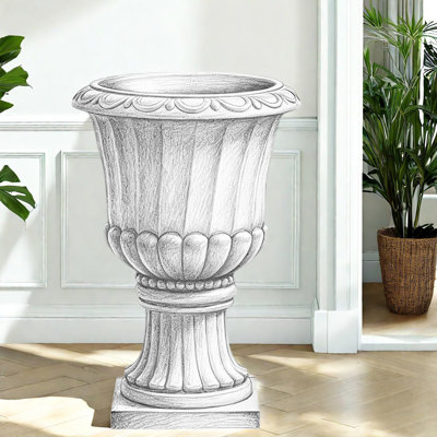 Grands pots de fleurs européens en forme d'urne, 67 cm (26,5 pouces), en oxyde de magnésium noir, décoration pour patio et entrée.